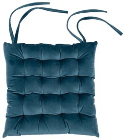 Cuscino di seduta in velluto blu, 37 x 37 cm - Tiseco Home Studio