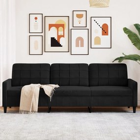 Divano A 3 Posti Nero 210 Cm İn Velluto /