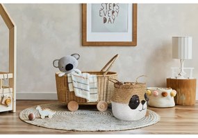 Cesto portagiochi da bambini in seagrass bianco e naturale ø 25x24 cm Panda - Compactor