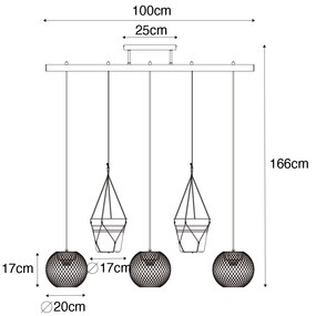 Lampada a sospensione industriale oro 3 luci - Flor