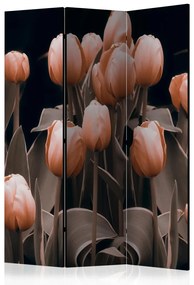 Paravento Signore tra i fiori (3 pezzi) - bouquet di tulipani rosa