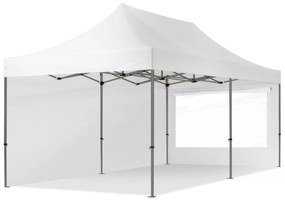 TOOLPORT 3x6m gazebo pieghevole con laterali (finestre panoramiche), PREMIUM acciaio, bianco - (600083)