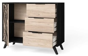 Cassettiera bassa nera in rovere 92x81 cm Palmera - Marckeric