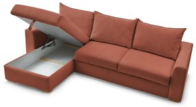 Divano angolare color mattone allungabile (con composizione variabile) con rivestimento in velluto a coste Augustin – Bobochic Paris