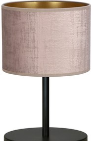 Lampada Da Tavolo 1 Luce Ganesha In Acciaio Nero E Paralume In Tessuto Rosa