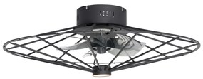 Ventilatore da soffitto nero 62cm con LED dimmerabile con telecomando - Yaran