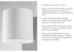 Lampada da parete bianca ø 10 cm Roda – Sollux