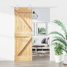Porta Scorrevole Con Set Hardware 70x210 Cm Legno Massello Pino /