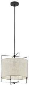 Lampadario A Sospensione Vintage Bridekirk Acciaio Nero Lino 1 Luce E27