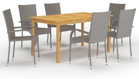 Set mobili da pranzo per giardino 7 pz grigio