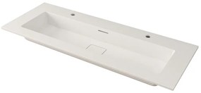 Lavabo integrale rettangolare vasca centrale DOMINO H 1.2 x P 46 cm in resina bianco opaco