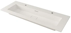 Lavabo integrale rettangolare vasca centrale DOMINO H 1.2 x P 46 cm in resina bianco opaco