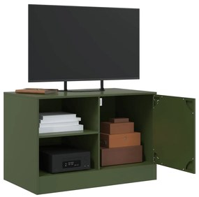 Mobili tv 2 pz verde oliva 67x39x44 cm in acciaio