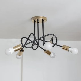 Lampadario a plafone OXFORD 5xE27/15W/230V oro/nero