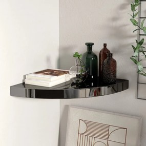 Scaffale Angolare A Parete Nero Lucido 35x35x3,8 Cm İn Mdf /