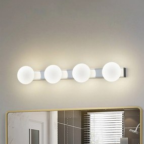 Lucande Applique per il bagno Myrra, cromo/bianco, vetro, 60 cm