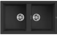 Lavello Elleci Incasso 2 vasche 86x51 Best 450 Granitek Nero LGB45040