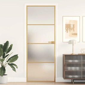Porta Interni Sottile Oro 76x201,5cm Vetro Temperato Alluminio /