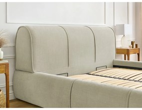 Letto matrimoniale imbottito beige con contenitore con griglia 160x200 cm Vernon - Bobochic Paris