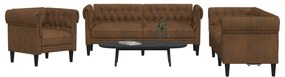 Set Di Divani 3 Pz Marrone İn Tessuto /