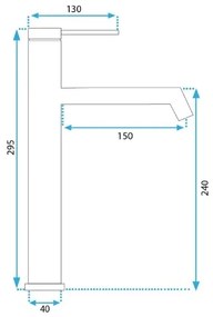 REA-B5319 - Miscelatore per lavabo FOSS 29,5 cm oro spazzolato