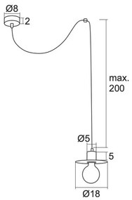 Argon 3835 - Lampadario su corda CORSO 1xE27/15W/230V nero
