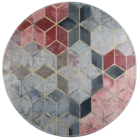 Tappeto rotondo lavabile rosa e grigio chiaro ø 80 cm - Vitaus