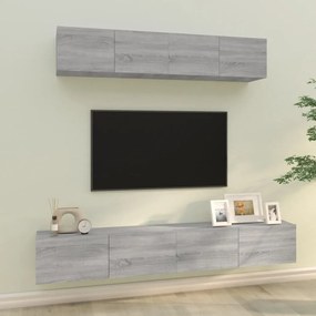 Set Di Mobili Porta Tv 4 Pz Grigio Sonoma İn Legno Multistrato /
