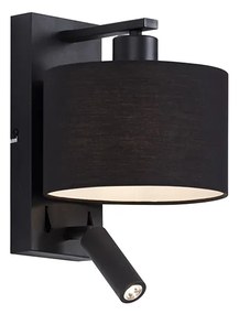 Applique da parete moderna nera rotonda con luce di lettura - Puglia