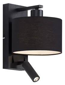 Applique da parete moderna nera rotonda con luce di lettura - Puglia