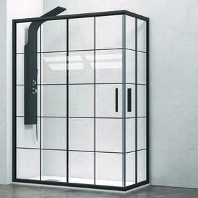 Box doccia nero 120x90 vetro a quadrati neri NICO-B1000 - KAMALU
