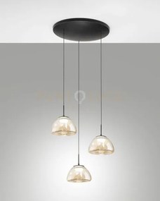 Lucille sospensione cognac 3 luci in vetro attacco tondo a led cct ...