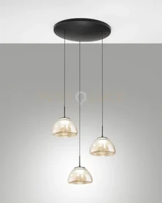 Lucille sospensione cognac 3 luci in vetro attacco tondo a led cct ...