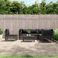 Set Salotto da Giardino 6 pz con Cuscini in Acciaio Antracite 3186887