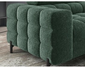 Divano angolare verde allungabile/con contenitore (con penisola a destra/a L) con rivestimento in bouclé Ferucce – ELTAP