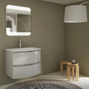 Mobile da bagno sospeso sotto lavabo L 69 x H 55 x P 48 cm grigio, 2 cassetti 2 ante BADEN HAUS Vague