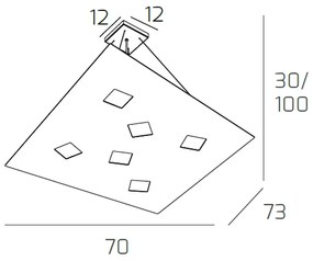 Sospensione Moderna Note Metallo Sabbia 6 Luci Gx53