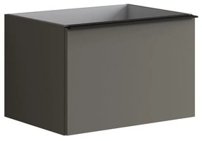 Mobile da bagno sotto lavabo Pixel plain frontale grigio carbone e maniglia alluminio nero laccato L 60 x H 40 x P 45.5 cm 2 cassetti, lavabo non incluso