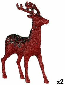 Statua Decorativa Renna di Natale Rosso Plastica 15 x 45 x 30 cm (2 Unità)