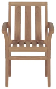 Sedie da giardino impilabili con cuscini 4 pz massello di teak