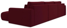 Divano angolare burgundy allungabile/con contenitore (a U) con rivestimento in velluto Kapua – Makamii