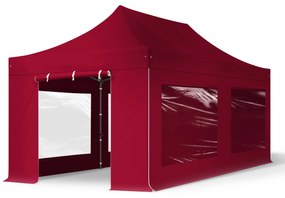 TOOLPORT 3x6m gazebo pieghevole con laterali (finestre panoramiche), PREMIUM acciaio, rosso - (600081)