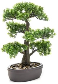 Emerald Ficus Artificiale Mini Bonsai con Vaso Marrone 43 cm