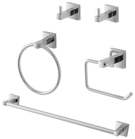 Set accessori a muro 5 pezzi in metallo cromato e viti incluse Rock