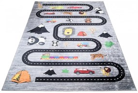 Tappeto per bambini con motivo di strade, auto e animali Larghezza: 80 cm | Lunghezza: 150 cm