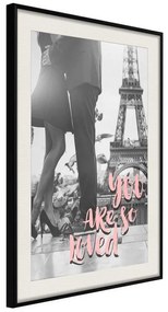 Poster  Love in Paris  Cornice Quadri Cornice nera con pass-partout, Larghezza x Altezza Home decor 20x30