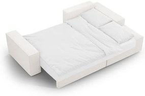 Divano letto angolare bianco in tessuto bouclé (angolo destro) Jodie - Micadoni Home