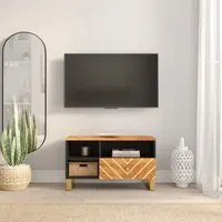 Mobile Porta TV Marrone e Nero 80x33,5x46 cm in Legno di Mango 356800