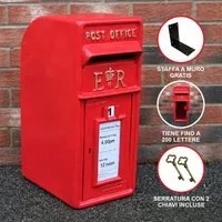 Cassetta Postale per le Lettere in Stile Britannico Inglese in Ghisa da Esterno Bocchetta Lettere Standard UK - Rosso