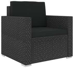 Set Divani da Giardino 6 pz con Cuscini in Polyrattan Nero